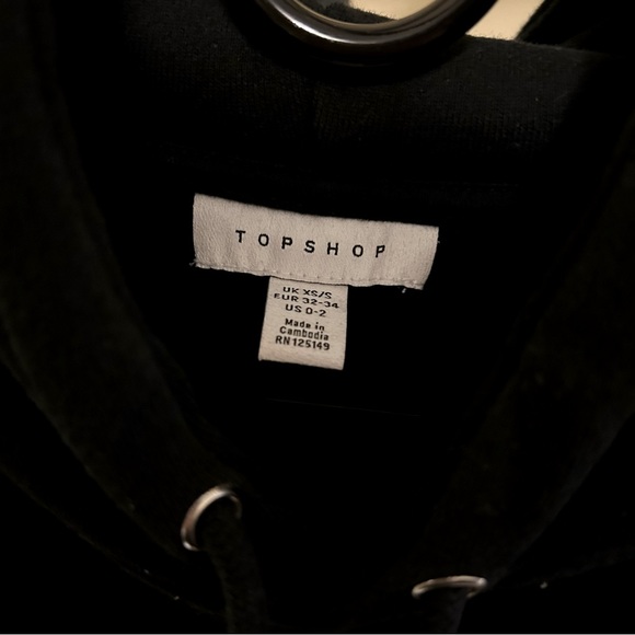 Topshop Cotton Fleece Black Hoodie - Picture 3 of 4